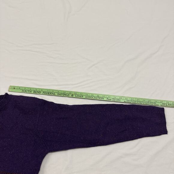 Vintage Fair Isle Nordic Sweater Wool Blend Size M Purple Hand Knit Karen Scott - Picture 6 of 8
